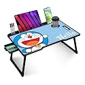 TEKCOOL Wood Smart Multipurpose Foldable Laptop Table with Cup Holder,Study Table,Bed Table,Breakfast Table,Foldable and Portable/Ergonomic &amp; Rounded Edges/Non-Slip Legs (doremon), 60 cm