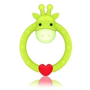 tekme infant giraffe teether for 6 to 12 months baby silicone teether made with 100 food grade silicone multi design chewing teethers toy helps soothe teething irritation biting green