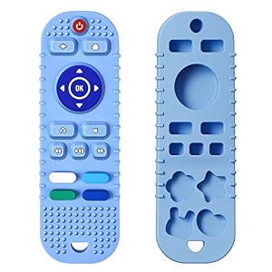 tekme silicone remote teether for baby for 3 months baby helps biting skills development teething toys for babies and toddlers blue