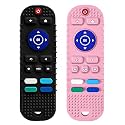tekme Remote Control Shaped Silicone Teether For 6 To 12 Months Baby, Helps Biting Skills Development, Shape Recognition, Teething Toys For Babies And Toddlers (Combo | Black &amp; Pink)