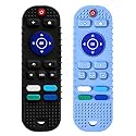 tekme Remote Control Shaped Silicone Teether For 6 To 12 Months Baby, Helps Biting Skills Development, Shape Recognition, Teething Toys For Babies And Toddlers (Combo | Black &amp; Blue)