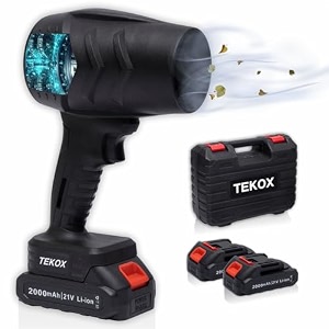 tekox cordless air duster for electronics amp car detailing  180000 rpm high power rechargeable 21v keyboard cleaner amp air blower 2 batteries included
