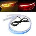 TEKSHINNY Headlight LED Strip, 2Pcs 24 Inches Flexible Dual Color Red Turn Signal Yellow Lights, Waterproof Daytime Running Light Strip for Car, Truck, SUV