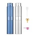 Tekson Travel Perfume Atomizer Refillable, 8ml Spray Bottle, Sliver & Blue
