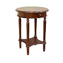 Telephone Table, American Telephone Tables,Round Coffee Table,Side Table with Drawer (Color:Light Walnut,Size:19.6819.6825.98in)