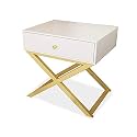 Telephone Table, Bedside Table with 1 Drawer Storage Rack Living Room Sofa Side Table Telephone Table L40W41.5H59CM(Color:White)