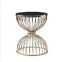 Telephone Table, Marble Round Metal Side Table,Living Room Sofa Side Table,Telephone Table,Hourglass Shape,for Living Room,Champagne Gold (Color:Champagne Gold,Size:19.68