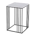 Telephone Table, Marble Side Table Nordic Modern Living Room Bedroom Telephone Table Bedside Table Wrought Iron Hollow Line Coffee Table,15.7"×15.7"×23.6" (Color:Black)