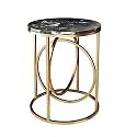 Telephone Table, Marble Side Table Round Coffee Table Telephone Table for Living Room Bedroom,Golden Wrought Iron Base,40x60CM (Color:Black)