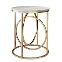 Telephone Table, Marble Side Table Round Coffee Table Telephone Table for Living Room Bedroom,Golden Wrought Iron Base,40x60CM (Color:White)