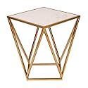 Telephone Table, Modern Living Room Marble Square Coffee Table,Metal Industry Side Table,Telephone Table,21.65 Inch Tall,Gold,Black (Color:Gold,Size:17.7117.7121.65in)