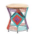 Telephone Table, Small Round Side Table,Coffee Table,Telephone Side Table,Hand Made,Sofa Side Table,Solid Cotton Line Side Table,2 Colors(Color:B,Size:15.7418.11in)