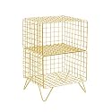 Telephone Table, Sofa Side Table,Telephone Table,Bedroom Bedside Table,2 Layer Storage Shelf,Bookshelf,403258CM(Color:Gold)