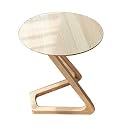 Telephone Table, Solid Wood Round Side Table/Telephone Rack,Save Space,Art Side Table,Bending Legs,2 Colors (Color:Wood,Size:23.6223.6225.59in)