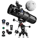 Telescope 150EQ Reflector Telescope for Adults Astronomy, Professional Manual German Equatorial Telescopes for Beginners &amp; Kids with Eyepiece Set, Stainless Tripod, Moon Filter and Phone Adapter
