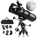 Telescope, 150EQ Telescope for Adults Astronomy, Professional Newtonian Reflector Telescopes with Portable Carry Case, Manual German Equatorial Mount, Phone Adapter