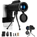 Telescope 40X60 Monocular Telescope for Adults, Hd High Power Bak4 Prism Waterproof Pocket Compact Monocular Scope with Smartphone Adapter Tripod for Birdwatching Hiking Camping Seeing