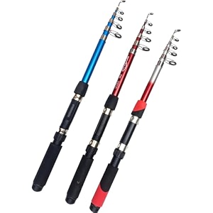 telescopic medium weight sensitive fishing rod - tournament quality spinning  3 piece 210 rod