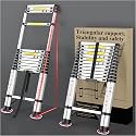 Telescoping Ladder, 12.5 FT Aluminum Telescopic Ladder, 330 Lbs Silver