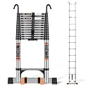 Telescoping Ladder,16.5 FT Extension Ladder w/Hooks, Stabilizers,Wheels, Heavy Duty 330lbs Max Capacity, Collapsible Folding Ladder for Rv,Roof,Outdoor