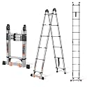 Telescoping Ladder 16.5 FT A Frame, Extension Ladder with Balance Bar Heavy Duty 330 lbs Max Capacity for RV or Outdoor Work