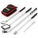 Telescoping Magnetic Pickup Tool Set, Inspection Mirror Telescoping, LED Flashlight, Cool Gadgets for Men, Stocking Stuffers, Gifts for Dad, Husband, Kids, Boyfriend, Magnet Stick(Red)