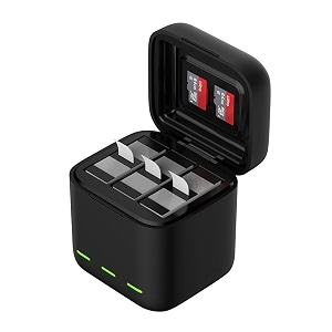 telesin battery charger for gopro hero 13 triple slot usb charging case with type-c cord batteries carry case compatible with hero 13 camera batteries