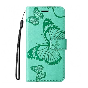 teletel butterfly design flip cover with card amp cash wallet case  magnetic closure sea green for oppo reno 4 pro