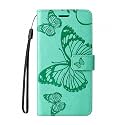 TELETEL Butterfly Design Flip Cover with Card &amp; Cash Wallet Case | Magnetic Closure (Sea Green) for Samsung Galaxy A70