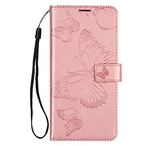 teletel diva series butterfly embossing pu leather flip wallet case cover with card holder magnetic closure pink for vivo t1 5g