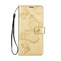 TELETEL Diva Series Butterfly Embossing Pu Leather Flip Wallet Case Cover with Card Holder | Magnetic Closure for Samsung Galaxy A70S(Gold)