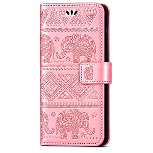 teletel elephant embossing design shock proof flip cover with cards amp cash holder wallet  magnetic closure lock for oneplus nord 2tpink