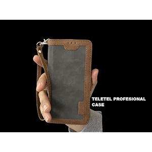 teletel professional flip cover with card amp cash slots  video stand view magnetic closure wallet case grey for vivo t1 5g