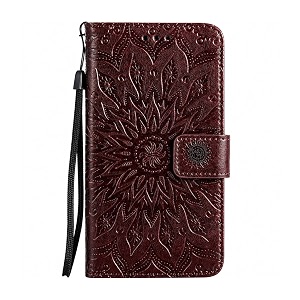 teletel queen series 3d embossing cover leather flip wallet case with card holder magentic closure  video stand view brown for vivo t1 5g