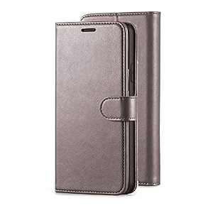 teletel vintage flip case leather finish  inside tpu with card pockets amp stand  magnetic closure  shock proof wallet cover grey for vivo t1 5g