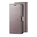 TELETEL Vintage Flip Case Leather Finish | Inside TPU with Card Pockets &amp; Stand | Magnetic Closure | Shock Proof Wallet Cover (Grey) for Vivo T1 5G