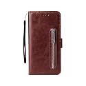 TELETEL Zipper Series Flip Mobile Cover Pu Leather | Card &amp; Cash Pockets | Magnetic Loop | Front Zip Lock Wallet Case (Brown) for OnePlus Nord 2T