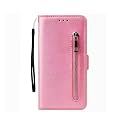 TELETEL Zipper Series Flip Mobile Cover Pu Leather | Card &amp; Cash Pockets | Magnetic Loop | Front Zip Lock Wallet Case (Pink) for Vivo T1 5G