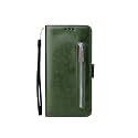 TELETEL Zipper Series Flip Mobile Cover Pu Leather | Card &amp; Cash Pockets | Magnetic Loop | Front Zip Lock Wallet Case (Dark Green) for Vivo T1 5G