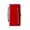 TELETEL Zipper Series Flip Mobile Cover Pu Leather | Card &amp; Cash Pockets | Magnetic Loop | Front Zip Lock Wallet Case (Red) for Samsung Galaxy A70S