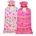 Teling 2 Pcs 70"x 40" Extra Large Jumbo Gift Bags Plastic Present Giant Wrapping Bags with 2 Cord Tie and 2 Gift Tags for Birthday Party Supplies(Fresh Style)
