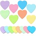 Teling 24 Pack Heart Shape Sticky Notes Lined Cute Sticky Notes Back to School Self Adhesive Love Memo Pads for Classroom Party Gifts Office Home School 3x3 Inch(Light Colors, Classic)