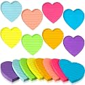 Teling 24 Pack Heart Shape Sticky Notes Back to School Lined Sticky Notes Cute Self Adhesive Memo Pads for School Classroom Party Gifts Office Home 3x3 Inch(Bright Color, Classic)
