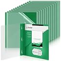 Teling 24 Pcs Clear Front Report Covers with 3 Prongs, Suit for A4/8.5'' x 11'' Letter Size Paper, Plastic Green Presentation Folders Bulk, 90 Sheet Capacity, for School Business