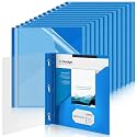 Teling 48 Pcs Clear Front Report Covers with 3 Prongs, Suit for A4/8.5'' x 11'' Letter Size Paper, Plastic Blue Presentation Folders Bulk, 90 Sheet Capacity, for School Business