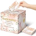 Teling 51 Pieces Diaper Raffle Tickets with Card Box,Floral Style