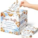 Teling 51 Pieces Diaper Raffle Tickets with Card Box,A Little Cookie Is on the Way