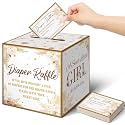 Teling 51 Pieces Diaper Raffle Tickets with Card Box,Boho Pampas Grass Dried Flower