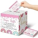 Teling 51 Pieces Diaper Raffle Tickets with Card Box,Donut Infant Sprinkle Decorations