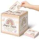 Teling 51 Pieces Diaper Raffle Tickets Box with Card, Rainbow